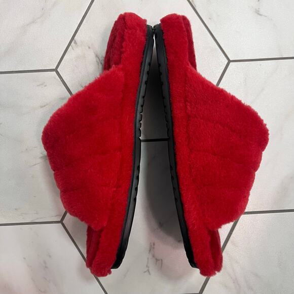 Ugg Red Fluff You Slip On Plush Slippers Size 8 Mens - Picture 4 of 7